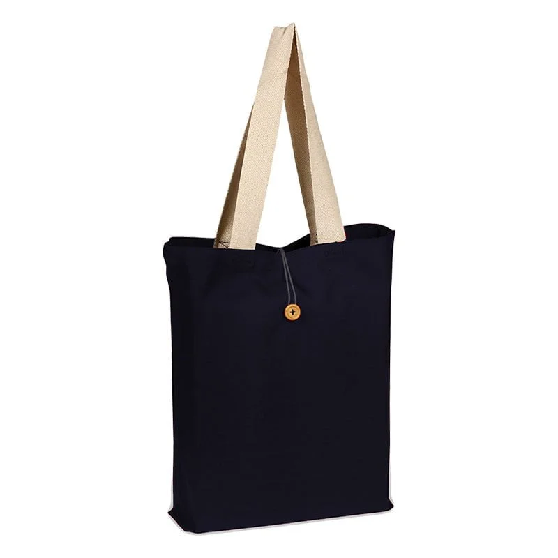 100% Cotton Colored Button-Up Canvas Tote with Natural Handles