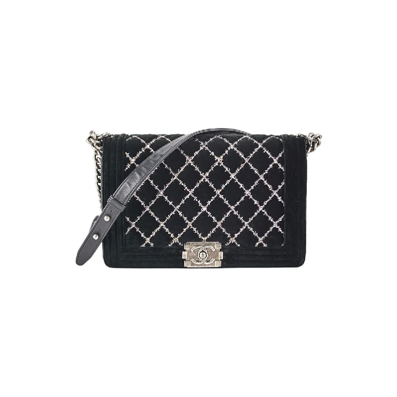 Chanel New Medium Boy Velvet Black