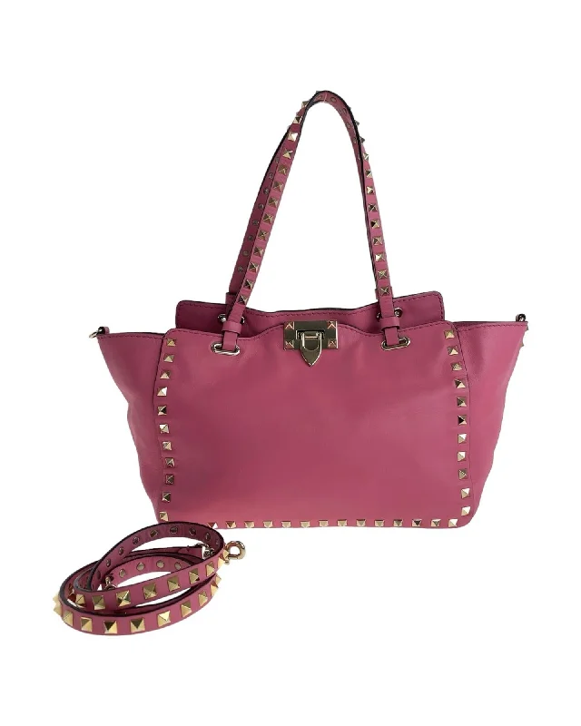 Valentino Rockstuds Leather Handbag in Pink