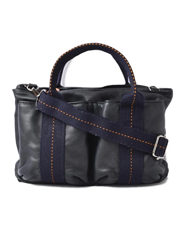 Leather Blue Tote Bag by Hermes