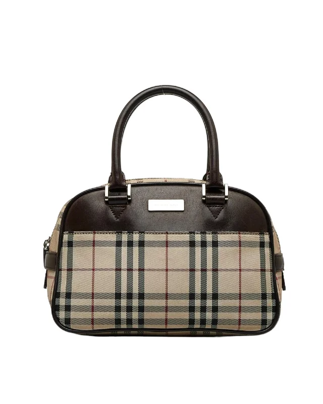 Authentic Burberry Nova Check Canvas Leather Handbag