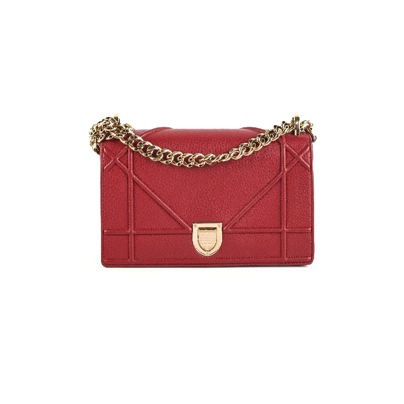 Christian Dior Small Diorama Burgundy Crossbody Bag