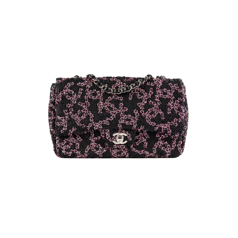 Chanel Medium/Large Classic Flap Sequin Pink/Black