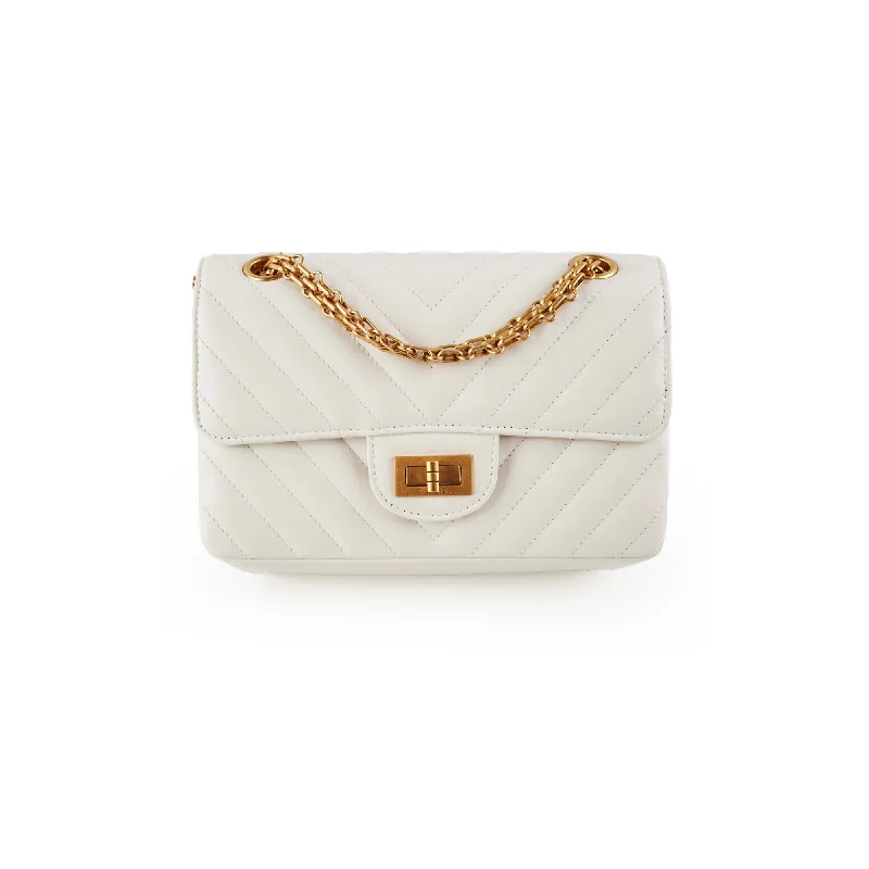 Chanel Mini 2.55 Chevron White (Microchip)