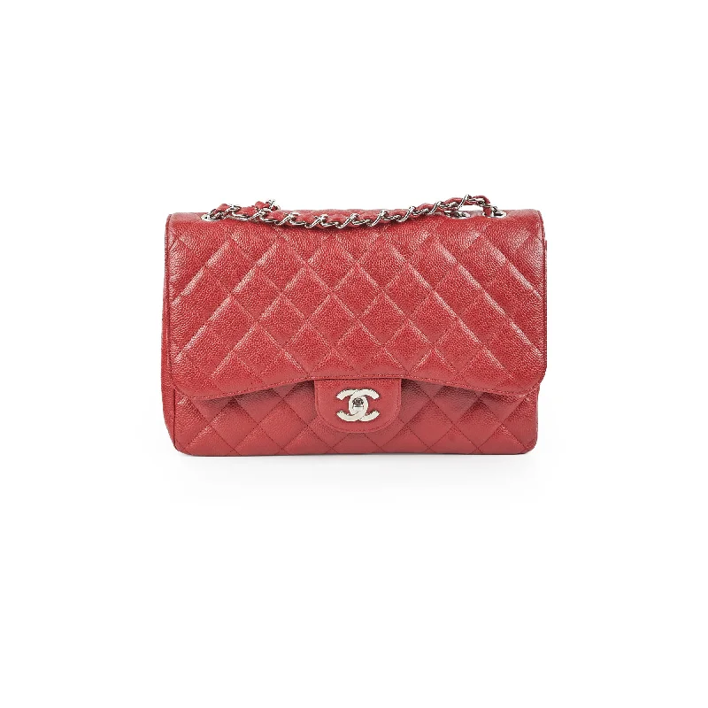 Chanel Classic Jumbo Single Flap Caviar Red - Series 12