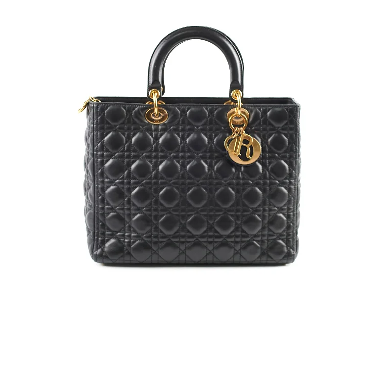 Christian Dior Lady Dior Large Lambskin Black