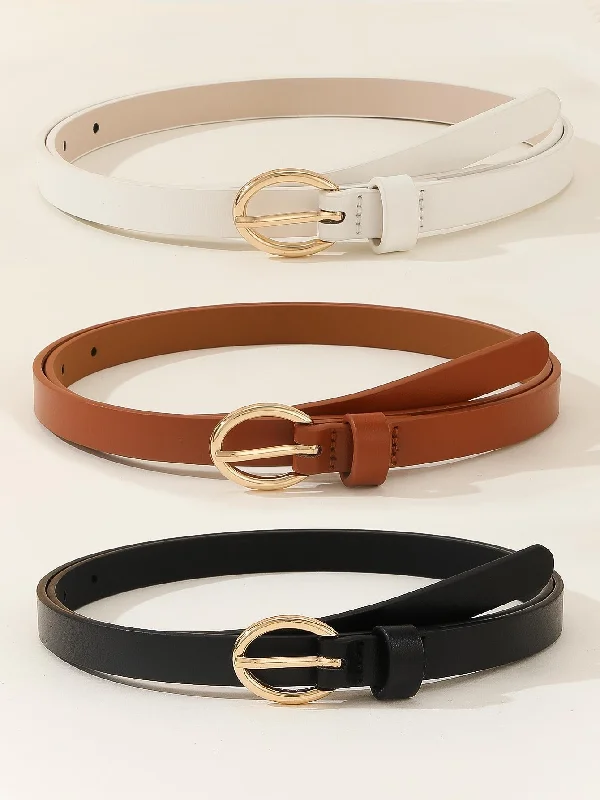 3pcs 2000s Style Geo Buckle Belt for Coats and Dresses