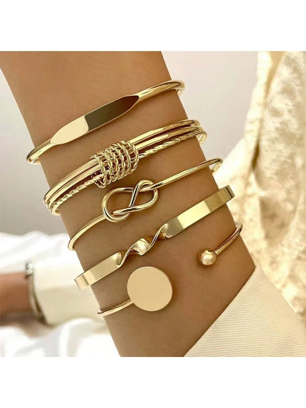 5pcs Bohemian Style Women's Metal Bracelet Set