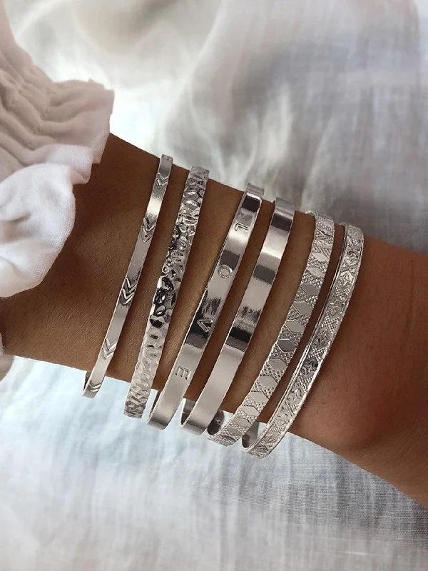 6pcs/set Textured Cuff Bangle