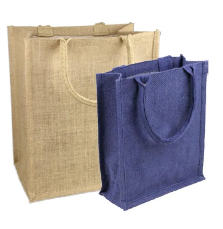 72 ct Small Burlap Bags / Jute Book Bag with Full Gusset - By Case