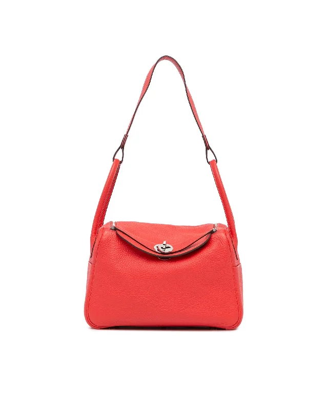 Clemence Leather Lindy Bag with Rolled Handles and Double Top Zip Closures