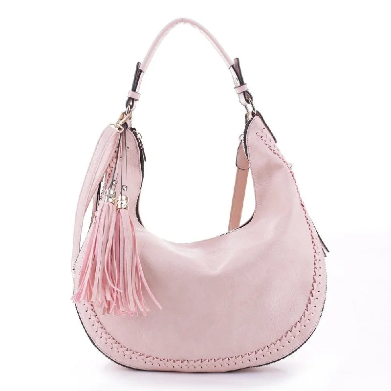 AM5851 Laser Cut Double Tassel Boho Shoulder Bag