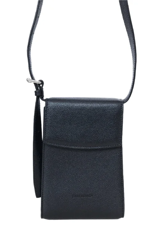 Balenciaga Black Leather Ghost Phone Holder Shoulder Bag