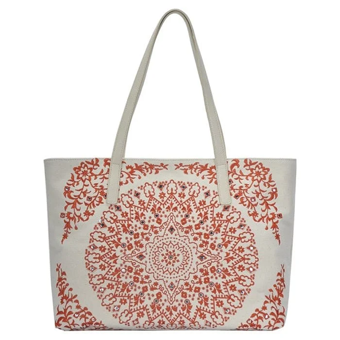 BGA2499 Mandala Embroidered Canvas Tote