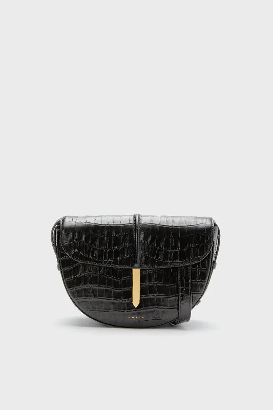 Black Croc Tokyo Saddle Bag