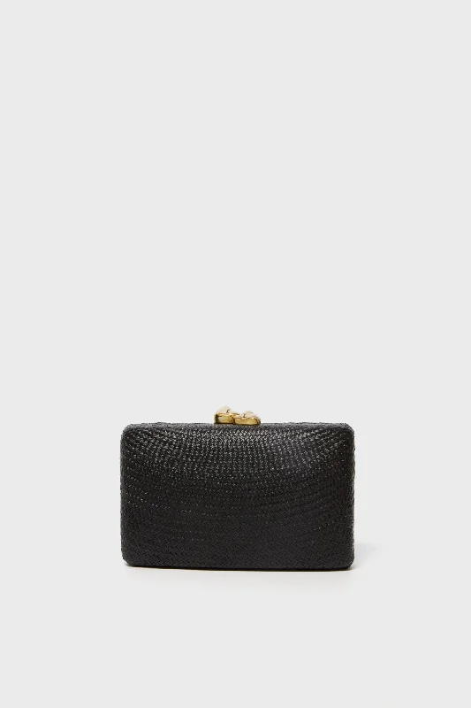 Black Jen Clutch with White Stones