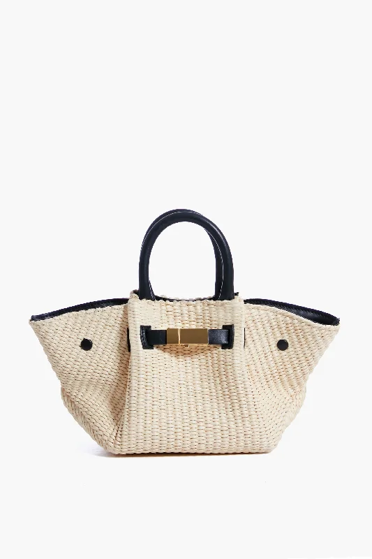 Black Natural Raffia Mini New York Bag