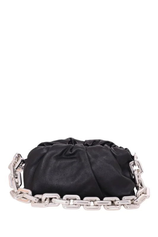 Bottega Veneta Black Leather The Chain Pouch Clutch