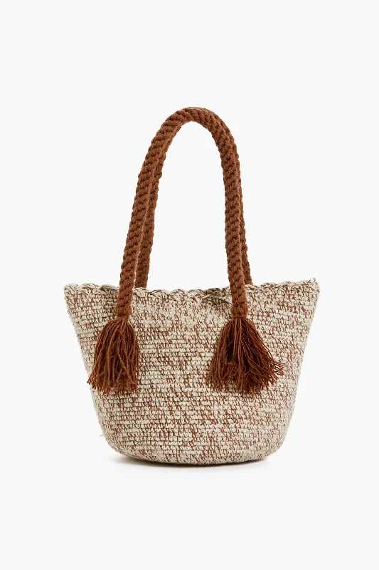 Brown Stripe Mini Tassel Bag