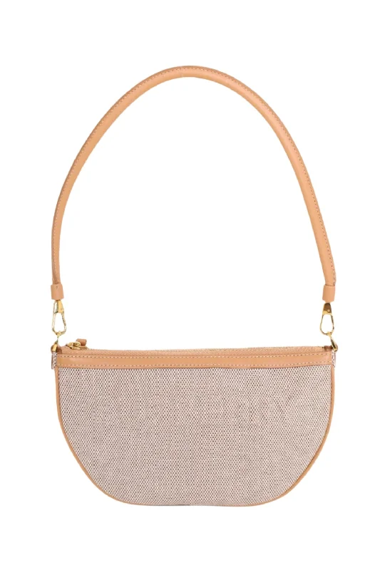 Burberry Beige Canvas/Leather Embossed Logo Shoulder Bag