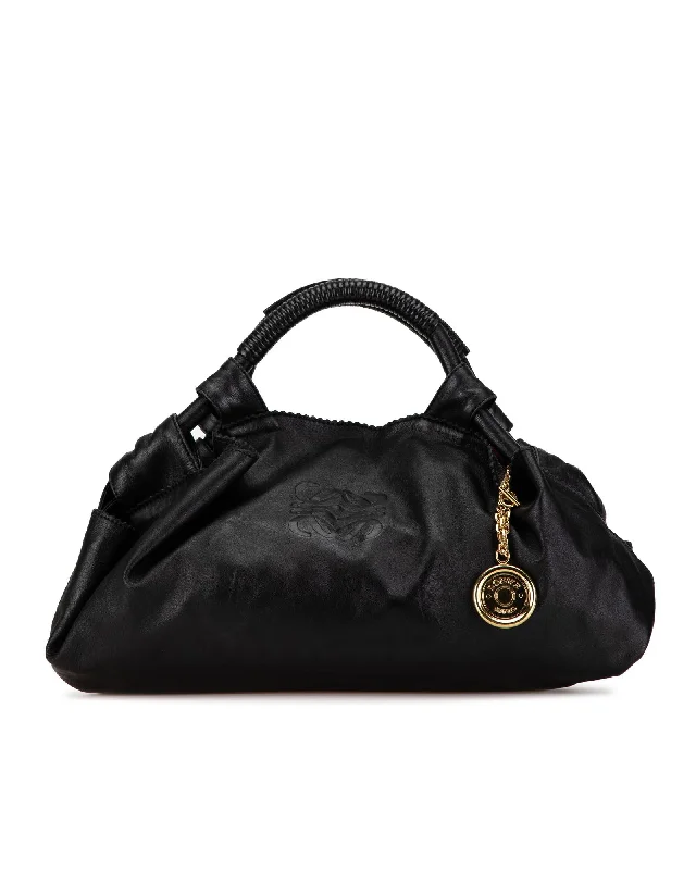 Nappa Aire Leather Handbag with Rolled Handles and Magnetic Closure