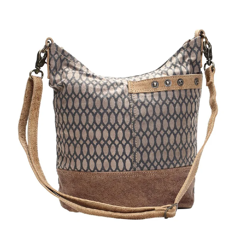 Canvas Honeycomb Print Shoulder Bag