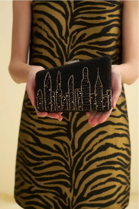 Carmella NYC Skyline Beaded Clutch