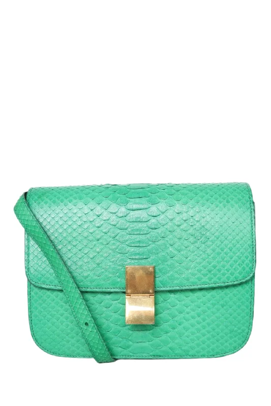 Celine Green Python Leather Medium Box Crossbody