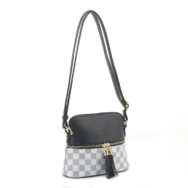 CL6201 Checker Fashion Crossbody Bag with Tassel