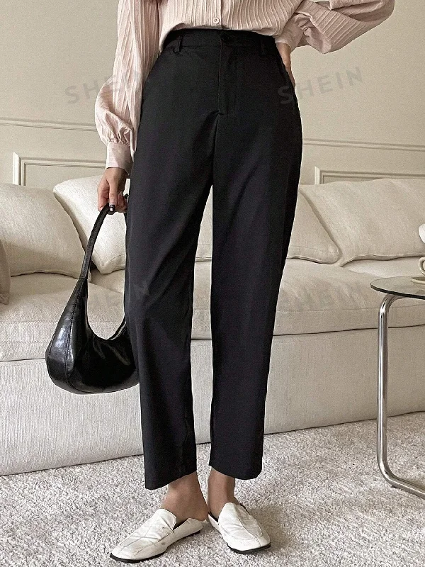 DAZY Solid Color Straight Suit Pants