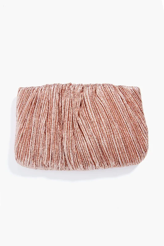 Dune Lame Brit Pleated Clutch