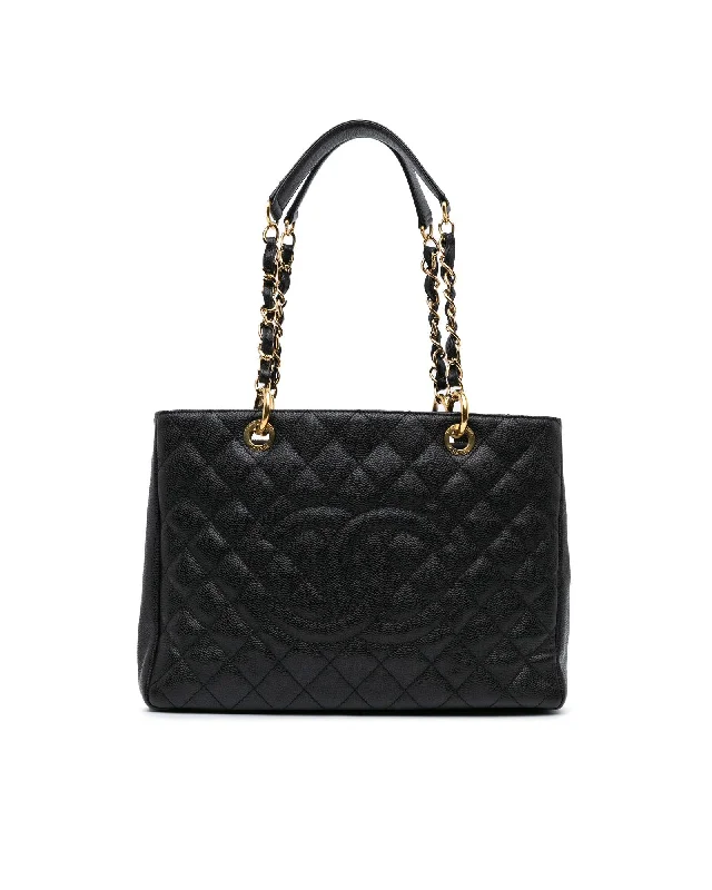 Quilted Leather Chain Shoulder Strap Tote with Multiple Pockets