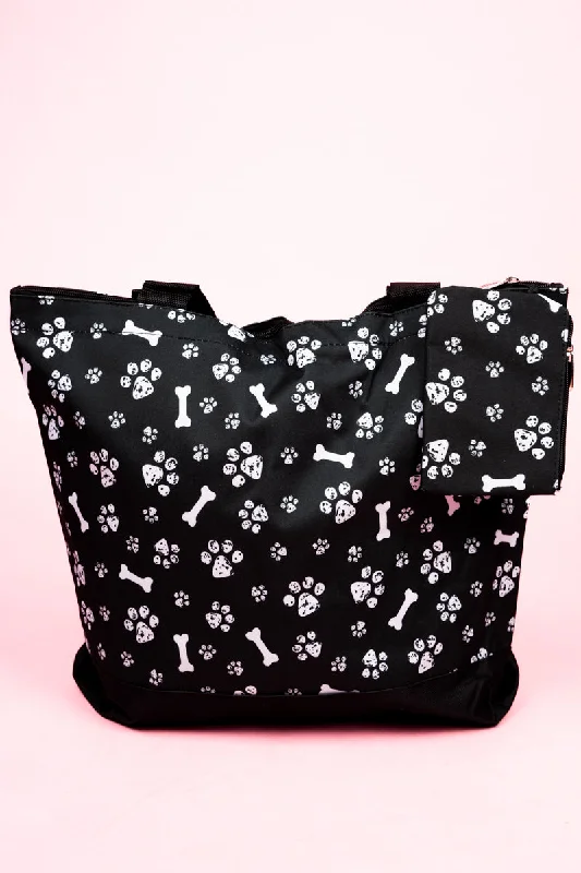 Feeling Pawsitive with Black Trim Tote Bag