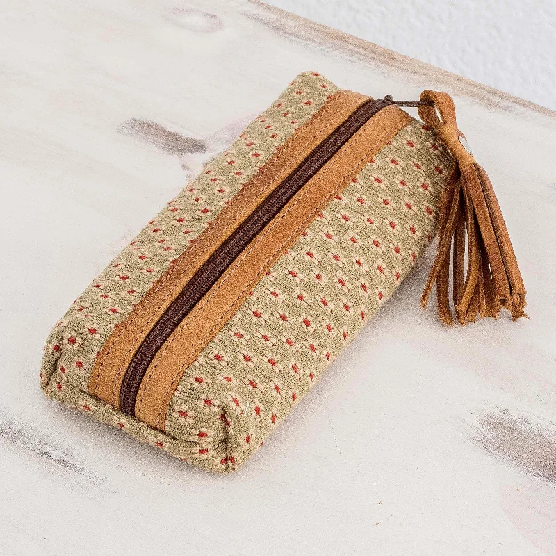 Floral Pattern Leather-Accented Pencil Case - Spring Ditsy