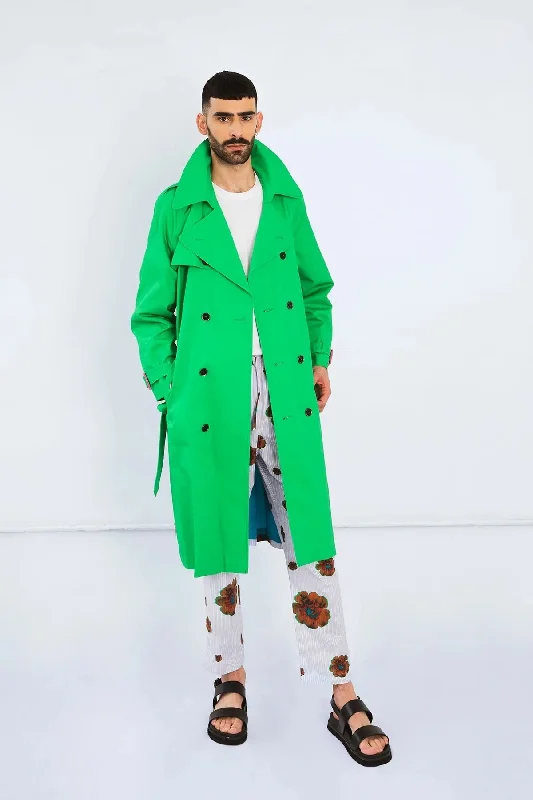 Sustainable Forna Trench Coat in Green made from Cotton