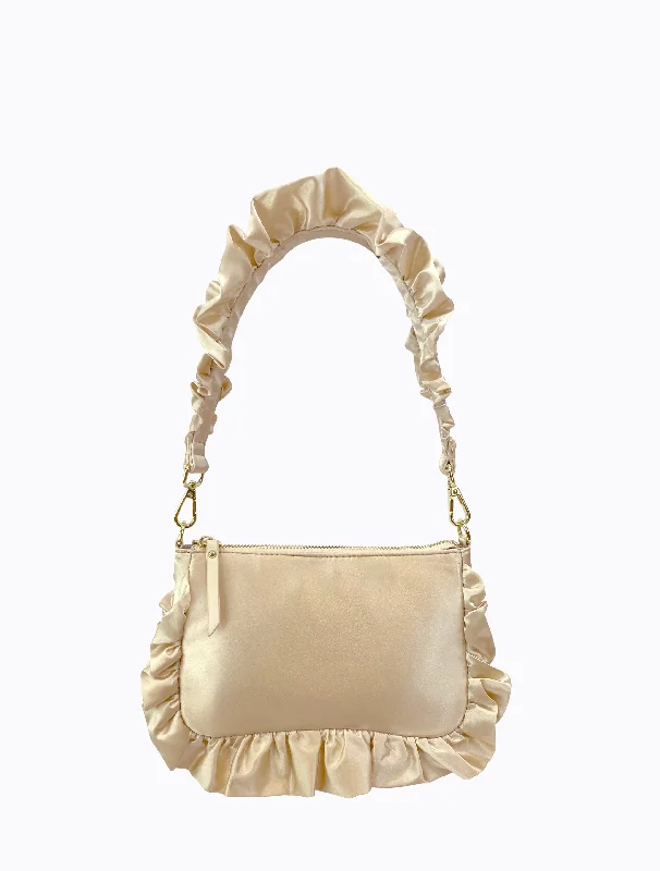 Frilled Satin Bag - Blanc