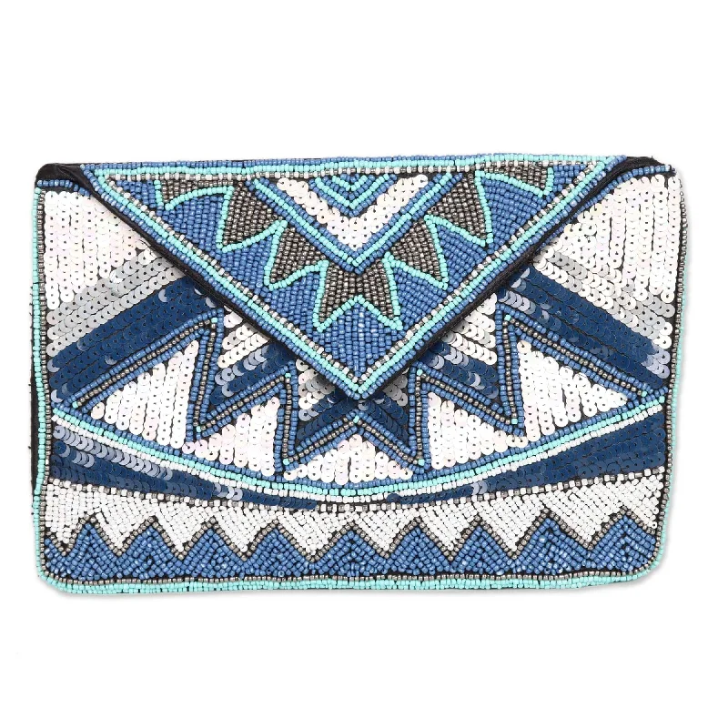 Geometric Beaded Evening Bag Crafted in India - Glamorous Symphony