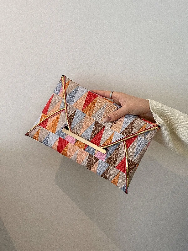 Geometric Pattern Metal Decor Square Bag