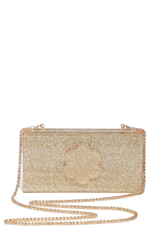 Gold Sparkle Flower Clutch