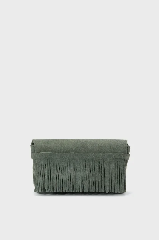 Green Suede Miller Clutch