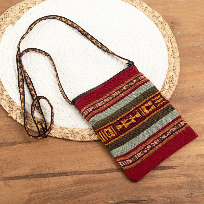 Handmade Alpaca Shoulder Bag - Cusco Crimson