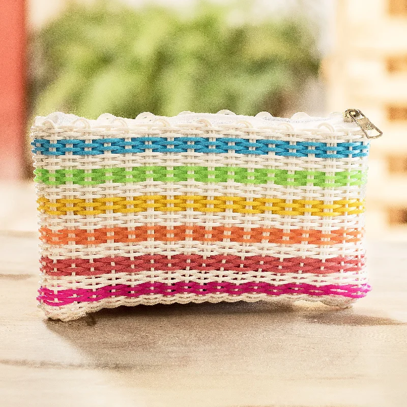 Handwoven Rainbow Colored Cosmetic Clutch Made - Revived Rainbow