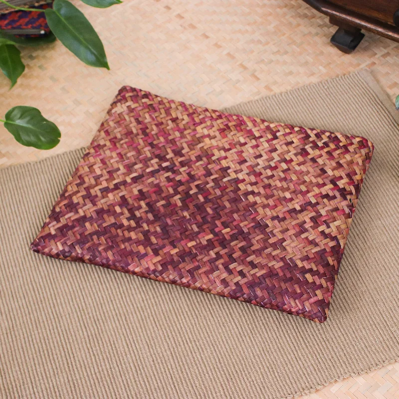 Handwoven Red and Brown Natural Bulrush Reed Clutch - Natural Boldness