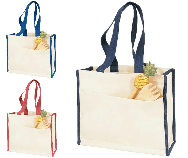 Heavy Canvas Tote Bag with Colored Trim