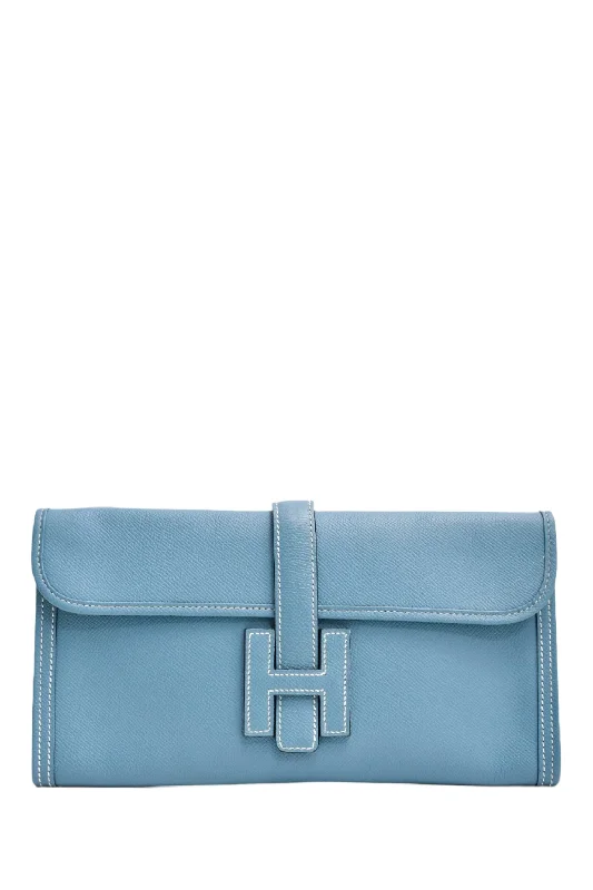 Hermès 2011 Blue Jean Epsom Leather Jige Elan 29 Clutch