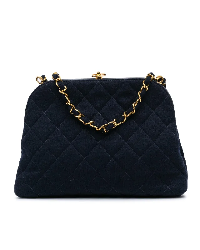 Quilted Jersey Chain Strap Crossbody with CC Turn Lock and Clasp Closure