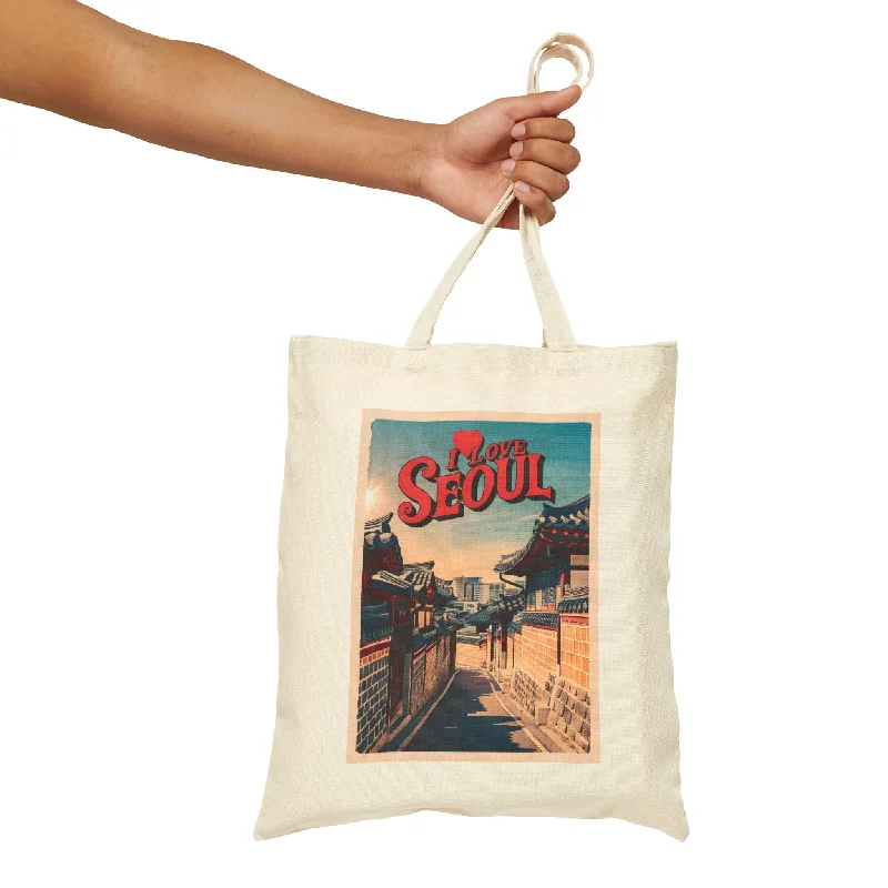 I love Seoul Cotton Canvas Tote Bag - EmpressKorea