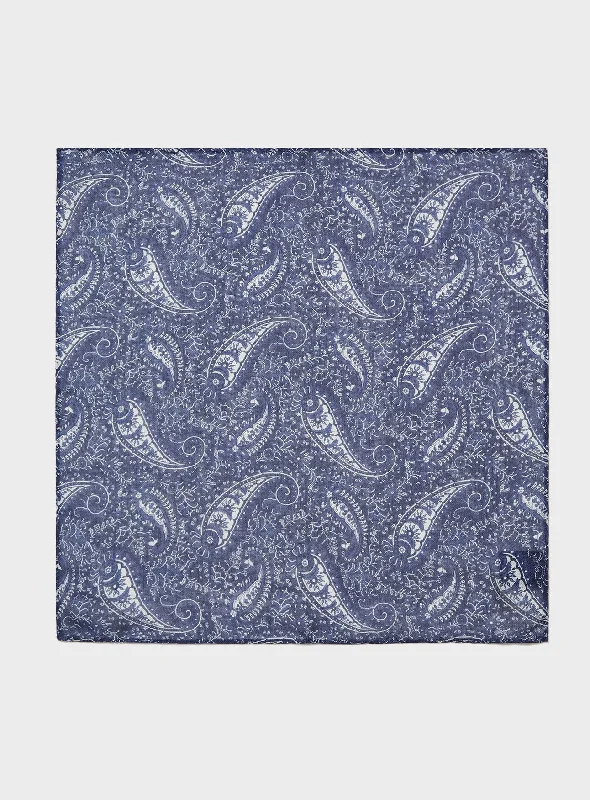 Eco-friendly Italian Tencel Biodegradable Blue Paisley Hankie