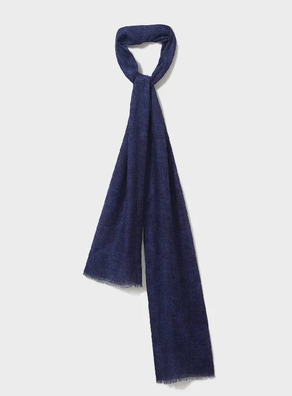 Eco-friendly Italian Tencel Biodegradable Blue Semi Plain Scarf