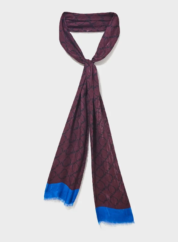 Eco-friendly Italian Tencel Biodegradable Burgundy Border Scarf